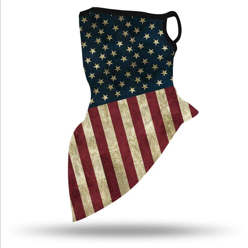 YAYOUREL Red Grey Blue American Flag Neck Gaiter Face Mask Covering Bandanas for Men Women Summer UV Face Scarf Mask Cover Ear Loop Hole Triangle Facemask Headwear for Fishing Running Cycling Hiking - Image 4